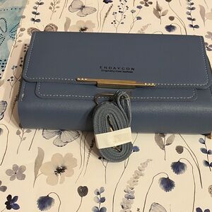 Blue Endaycon Clutch with Strap